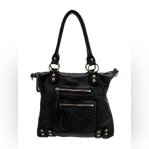 Linea Pelle Dylan Tote in Matte Black Leather and Gunmetal Hardware